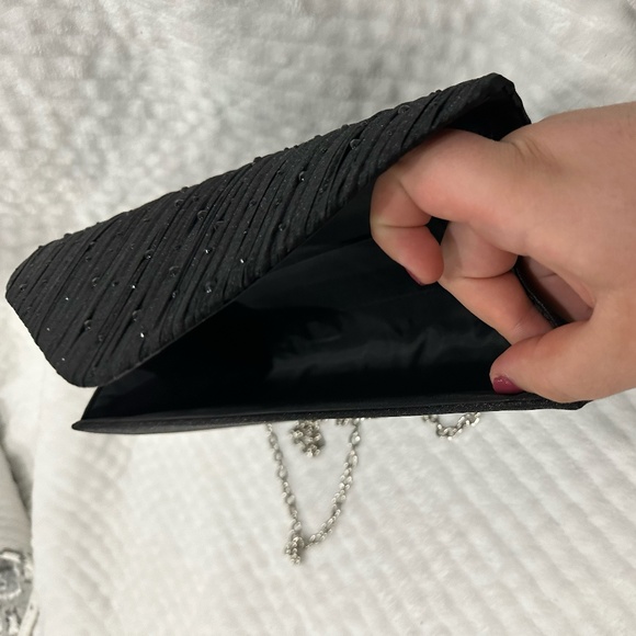 Black Clutch, Ruched Design with Rhinestones. brand new condition, never used. - Picture 4 of 7